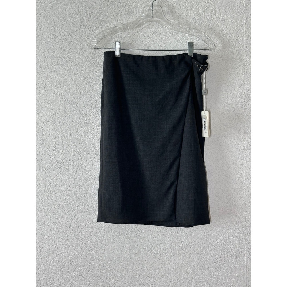 Armani Collezioni Charcoal Virgin Wool Wrap Skirt Made in Italy NWT Size 4
